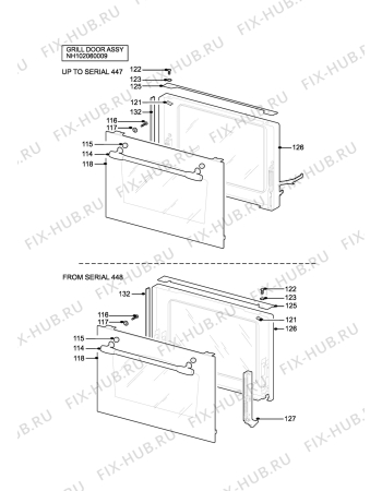 Взрыв-схема плиты (духовки) Electrolux EOU6365G - Схема узла H10 Grill door assy